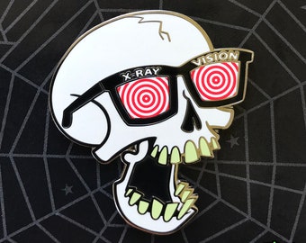 X-Ray Vision Brille Gruselig Gruseliges Halloween Monster Film Totenkopf Emaille Pin