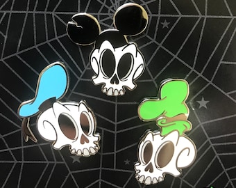 3er Set Gruseliger Gruseliger Halloween Schädel Disney Parodie Satire Hard Enamel Pins