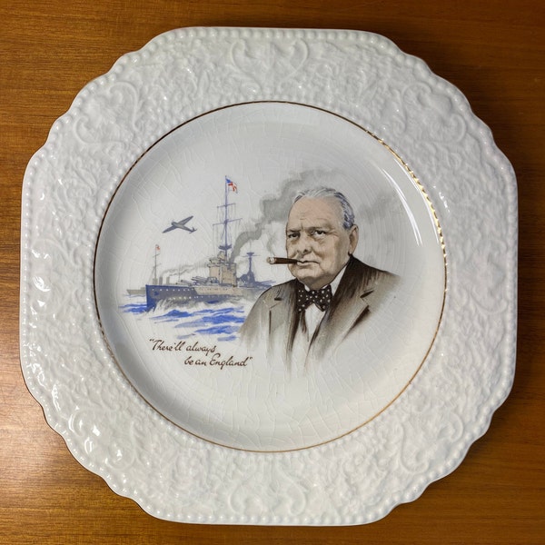 Winston Churchill Decorative Plate, "There'll Always Be A England" Wall Plate, Earthenware /Ceramic Collectible Plate, Lord Nelson Ware