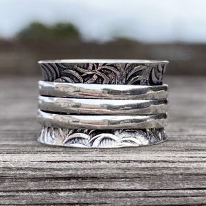 Simple Boho Spinner Ring - 925 Silver Overlay