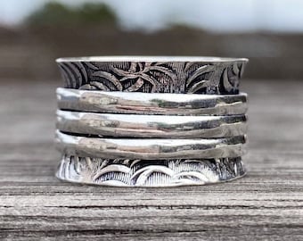 Simple Boho Spinner Ring - 925 Silver Overlay