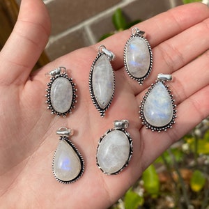 Rainbow Moonstone Silver Pendant