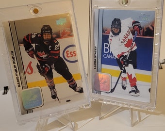 PWHL She's Gay, Marcus! Marie-Philip Poulin and Laura Stacey hockey cards from 2023 Upper Deck Team Canada Juniors set