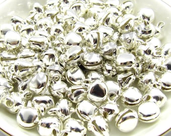 ~ Metal Craft Holiday Bells LOT 50 Shiny PLATINUM JINGLE BELLS ~ 20mm 3//4/"