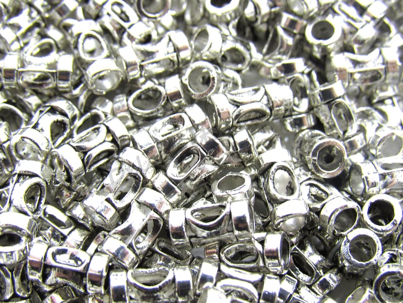 Bracelet Bead DIY Jewelry Findings Tribal Beads Bulk 20 PC 9 mm Hollow Tube Spacer Beads Small Hole Slider Bead Antique Silver Tone