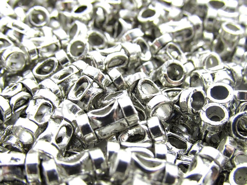 Bracelet Bead DIY Jewelry Findings Tribal Beads Bulk 20 PC 9 mm Hollow Tube Spacer Beads Small Hole Slider Bead Antique Silver Tone