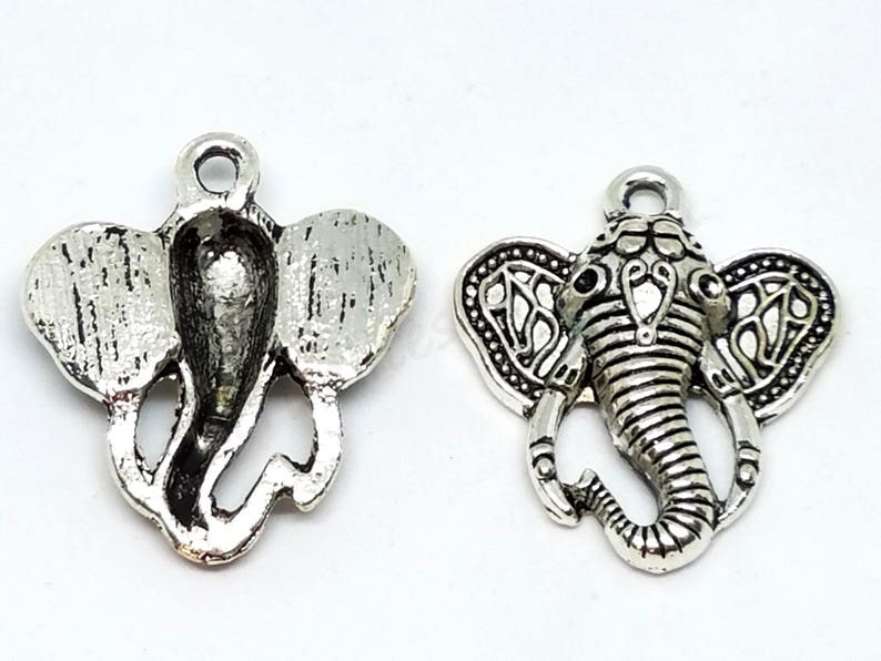 Asian Elephant Head Charms Silver Tone Indian Elephant Charm Etsy