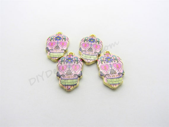 10pc Skull Mixed DIY Pendant For Enamel 10X Sugar Color 20*11mm Charm Jewelry