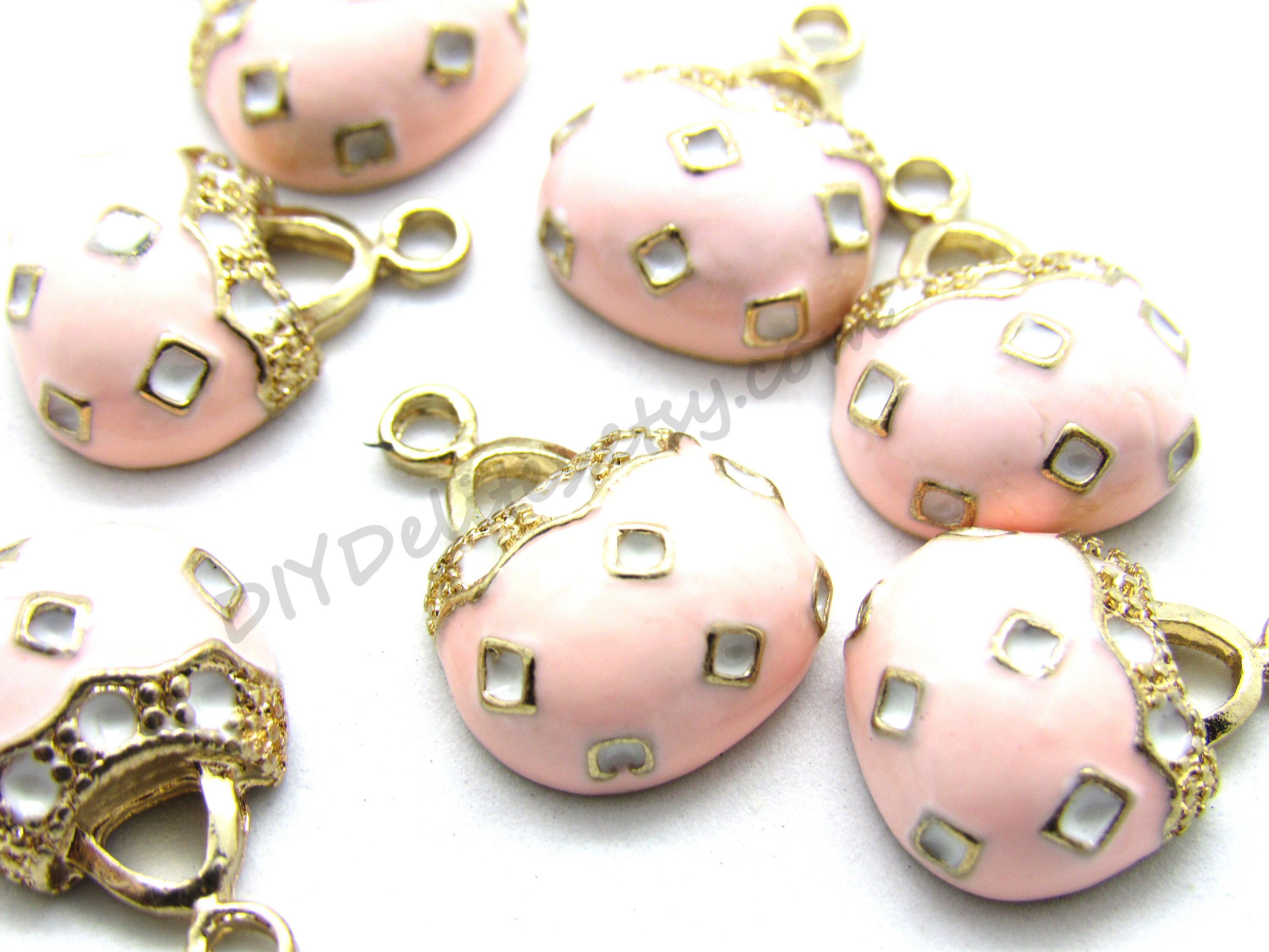 Pink Enamel Rhinestone Purse Charms Shopping Charms Etsy