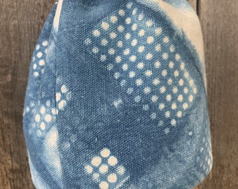 Indigo Komebukuro teñido a mano, bolso con cordón japonés, bolsa de arroz, parches Boro