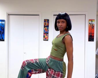 Upcycled  pants , repurpose paints, unisex pants , wide leg pants, straight leg pants