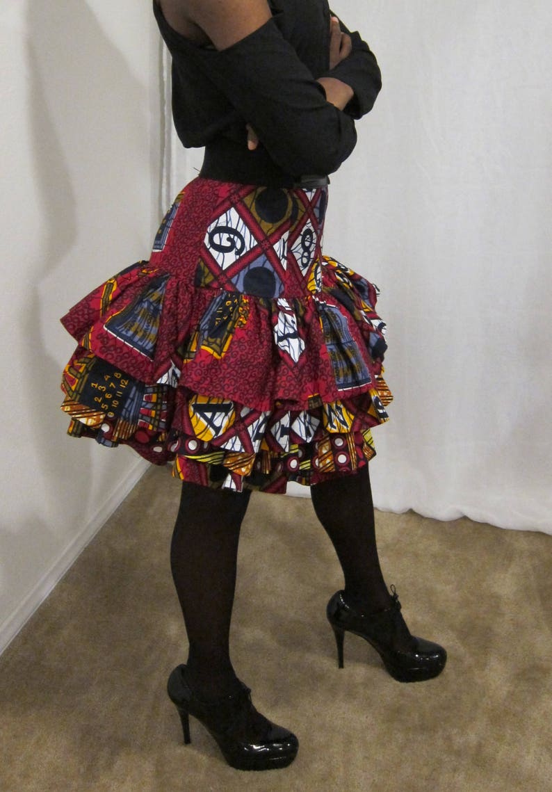 African Print Mini Skirt Salsa Dance Skirt Ankara Ruffle Etsy