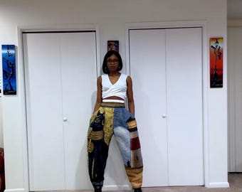 Upcycled Throw Blanket Pants | Wearable Art Trousers | One of a Kind Balloon Leg Pants | Sustainable Fashion | Waist 28