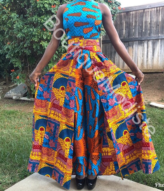 african Print Jumpsuit With Skirt 