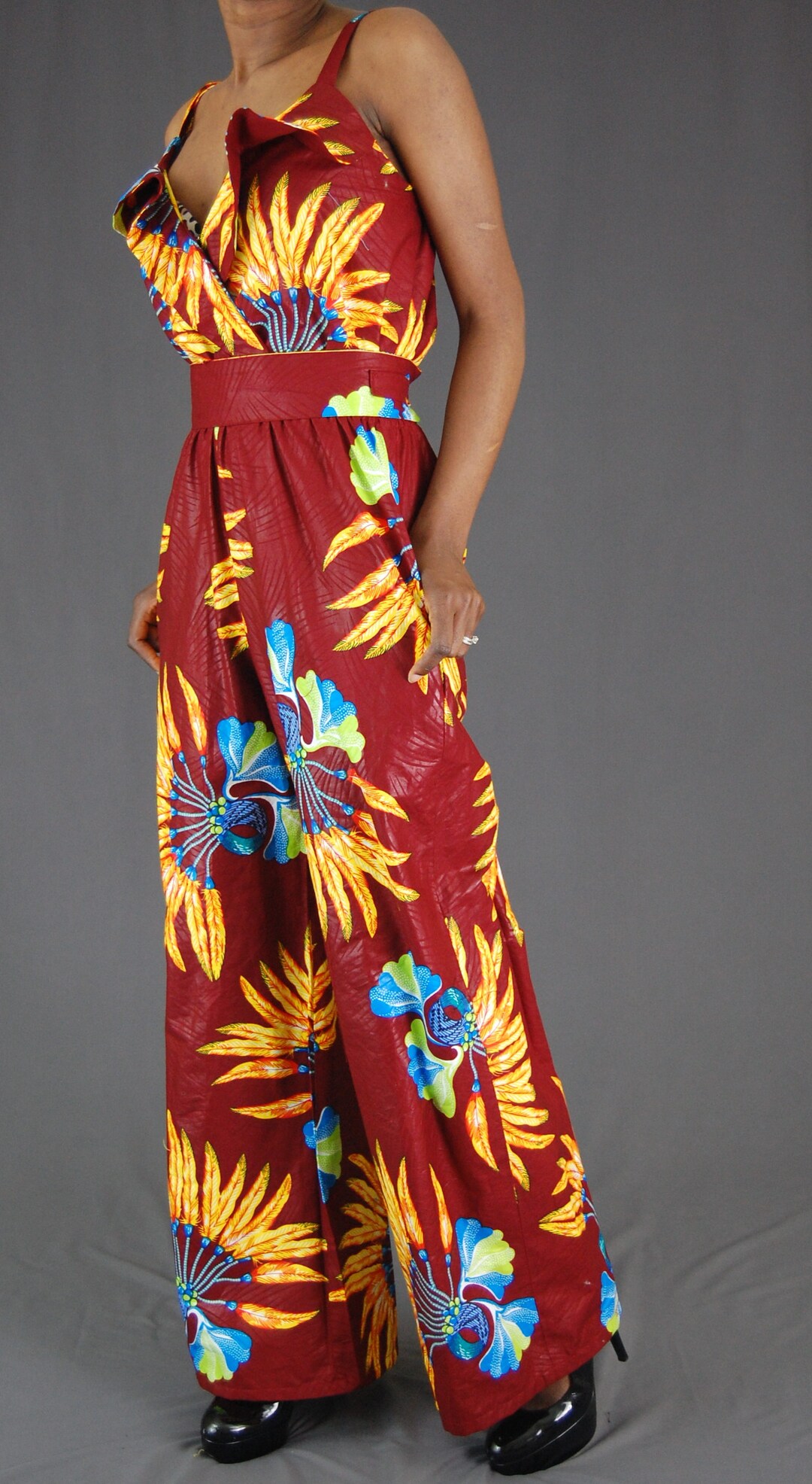 Mono/Mono de volantes/Mono estampado africano/Ropa africana - Etsy España
