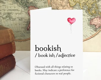Bookish Card, Dictionary Card, Book Lover Card, Bookish Gift, Bookworm Gift