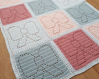 Bow Blanket Crochet Filet Pattern