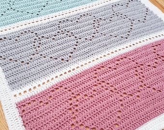 Linked Hearts Blanket Filet Crochet Pattern