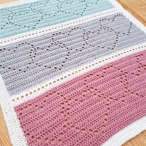 Linked Hearts Blanket Filet Crochet Pattern