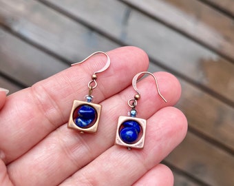 earrings of lapis lazuli and copper "Chuquicamata"