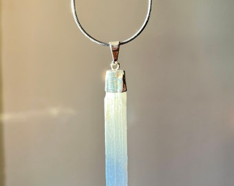 Selenite on long 18 inch snake chain