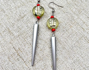 glass earrings and resin spikes, "the Eye of the Dragon"