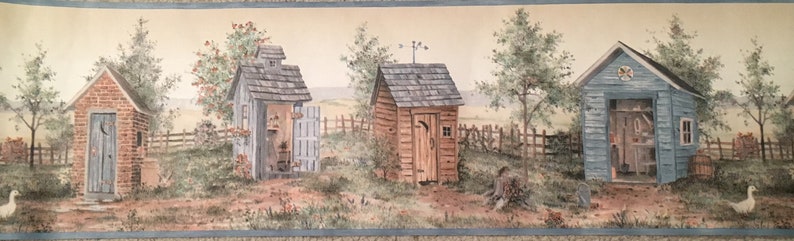 Vintage Outhouse Wallpaper Border Etsy