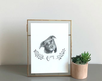 Retrato de mascota personalizado - Retrato de mascota en acuarela - Retrato de mascota en blanco y negro - Pintura de mascota - Memorial de mascota - Regalo para mascota - Ilustración