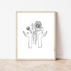 Simple Floral Wall Art Print - Botanical Art Print - Wall Art - Art Prints -Illustration Art - Gallery Wall Art - Gifts for Her - Office Art