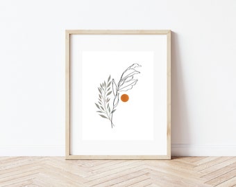 Otoño arte impresión - otoño floral arte - arte floral impresión - impresión de arte botánico - simple floral arte impresión - 8x10 impresión simple - decoración de arte de otoño
