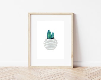 Cactus acuarela arte impresión - arte de pared suculenta - cactus arte de pared - acuarela impresión - 5x7 impresión de arte - galería de arte de la pared - arte de decoración del hogar