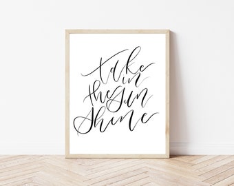 Sunshine Quote - Impresión de arte con letras a mano - Impresión de arte minimalista - Decoración de arte de pared de la galería - Impresiones de pared de la galería - Citas de caligrafía - impresión de arte