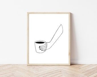 Impresión de arte de café - taza de café simple - arte de la cocina - decoración del hogar - 8x10 impresión de arte - arte moderno de la pared - arte monocromático - pared de la galería - regalo
