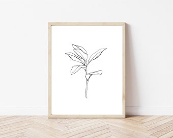 Impresión de arte de hoja - arte de hoja mínima - dibujo de la hoja de magnolia - impresión de arte de la hoja de la magnolia - arte de la pared de la galería - impresión de arte de oficina - arte de la cocina