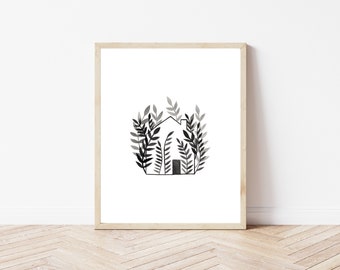 Fern arte impresión - arte botánico impresión - arte de la casa - casa de helecho - arte moderno de la pared - ilustración botánica - regalo de la casa - pared de la galería