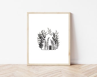 Fern Art Print - Botanical Art Print - House Art - Fern House - Modern Wall Art - Botanical Illustration - Housewarming Gift - Gallery Wall