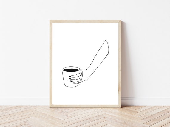 Coffee Art Print Simple Coffee Mug Kitchen Art Home Etsy