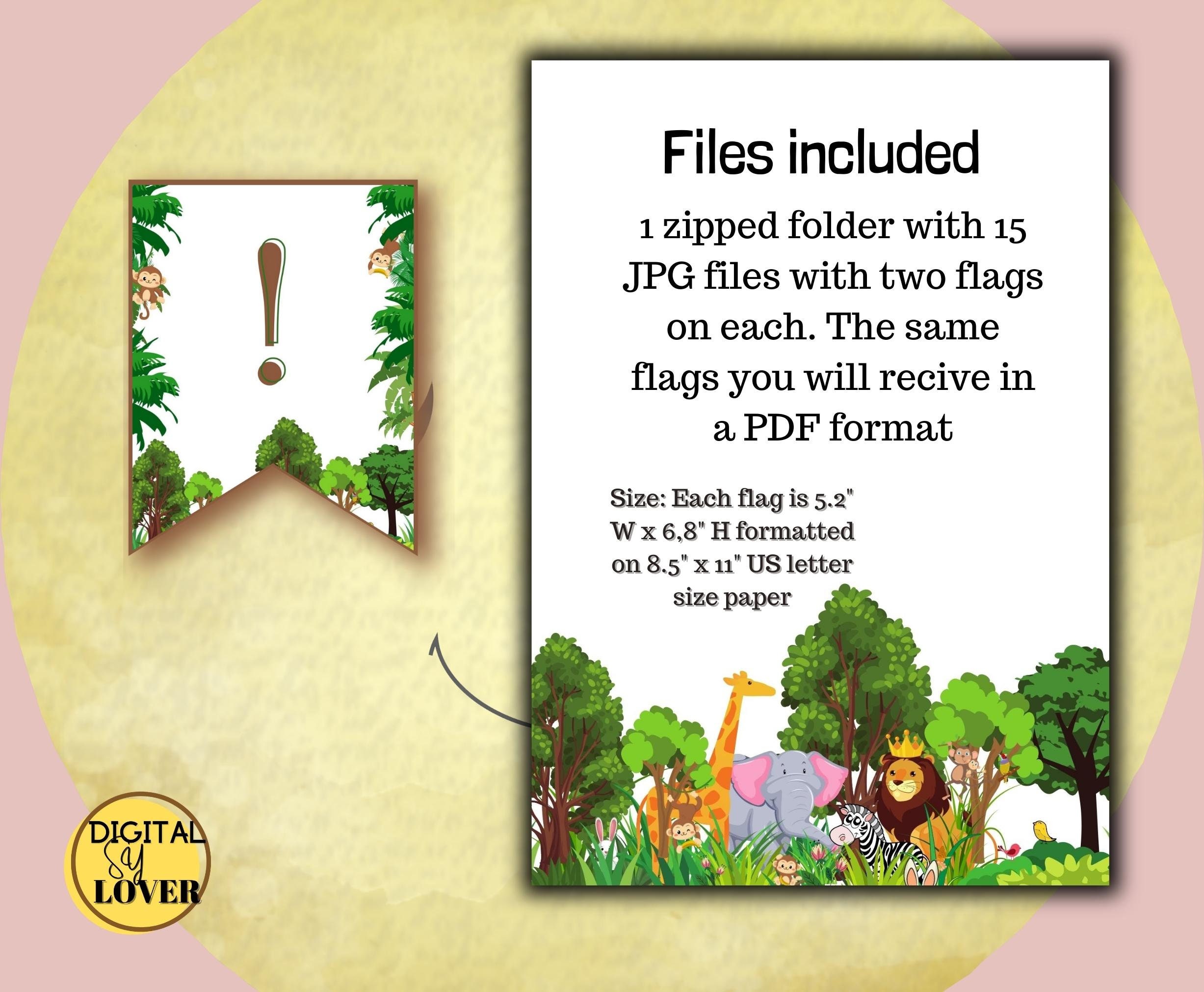 safari banner letters printable jungle banner safari party etsy