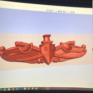 3D Navy Enlisted Surface Warfare pin SW file great for cutting on CNC router the picture is the exact file loaded into vcarve and aspire