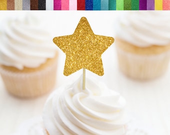 Star Cupcake Toppers, Glitter Star Food Picks, Twinkle Twinkle Little Star Party Decorations, Space Themed Party Decor, Star Party Decor
