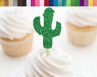 Cactus Cupcake Toppers, Cactus Food Picks, Cactus Party Decor, Cinco De Mayo Cupcake Toppers, Fiesta Party Decor, Fiesta Cupcake Toppers
