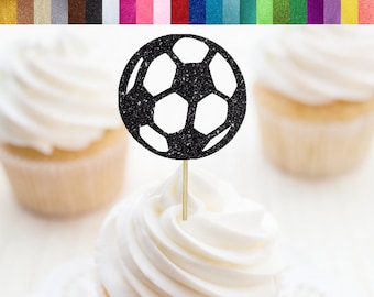 Soccer Ball Cupcake Toppers, Soccer Food Picks, Soccer Party Decorations, Football Toppers, Sports Party Decorations, Sports Cupcake Toppers