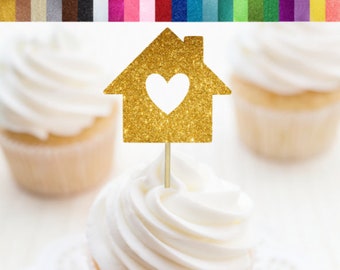 House Cupcake Toppers, Home Food Picks, Housewarming Party Decorations, Welcome Home Party Decor, Housewarming Cupcake Toppers