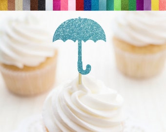 Umbrella Cupcake Toppers, Baby Shower Cupcake Toppers, Baby Shower Food Picks, Baby Sprinkle Cupcake Toppers, Weather Party Decorations