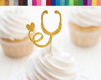 Stethoscope Cupcake Toppers, Doctor Cupcake Toppers, Nurse Cupcake Toppers, Nurse Graduation, Doctor Graduation, Graduation Cupcake Toppers