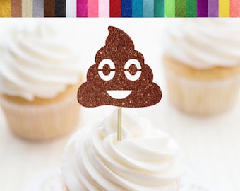 Poop Emoji Cupcake Toppers, Oh Crap You're Old Cupcake Toppers, Holy Shit You're Old Birthday Party Decorations, Emoji Birthday Decorations