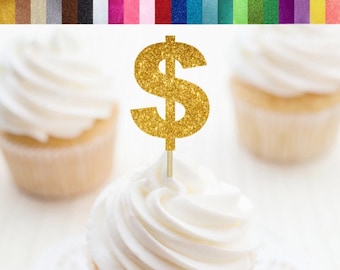 Dollar Sign Cupcake Toppers, Money Cupcake Toppers, Dollar Food Picks, Promotion Decorations, Casino Party Decorations