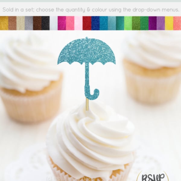 Umbrella Cupcake Toppers, Baby Shower Cupcake Toppers, Baby Shower Food Picks, Baby Sprinkle Cupcake Toppers, Weather Party Decorations