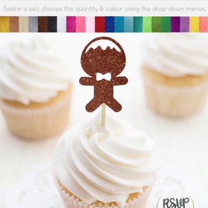 Gingerbread Man Cupcake Toppers, Gingerbread Boy Food Picks, Christmas Party Decor, What's Baking Gender Reveal Decorations, Holiday Party
