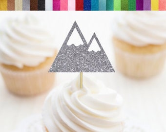 Mountain Cupcake Toppers, Mountain Themed Party Decor, Adventure Cupcake Toppers, Travel Cupcake Toppers, Nature Cupcake Toppers